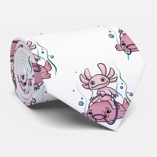 Axolotl Riding Blobfish Neck Tie Krawatte (Gerollt)