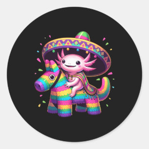 Axolotl Riding Pinata Cinco Runder Aufkleber