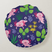 Axolotl Rundes Kissen (Rückseite)