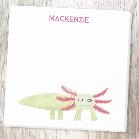 Axolotl Salamander Spaß Personalisierter Name Post-it Klebezettel
