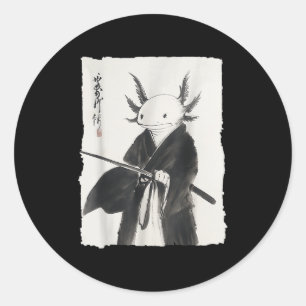 Axolotl Samurai Janpanese Vintag Warrior Art Anim Runder Aufkleber
