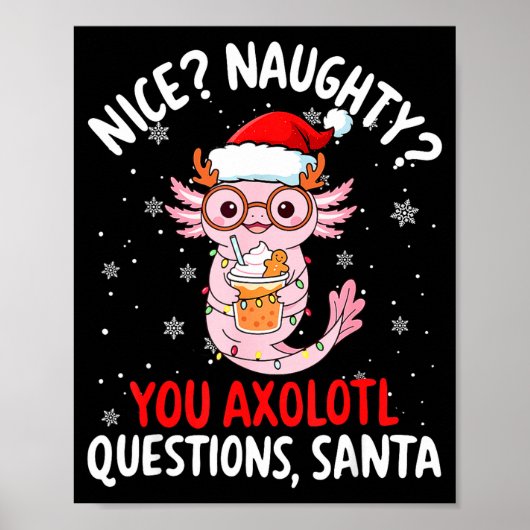 Axolotl Santa Hat Axolotl Questions Christmas Boys Poster (Vorne)