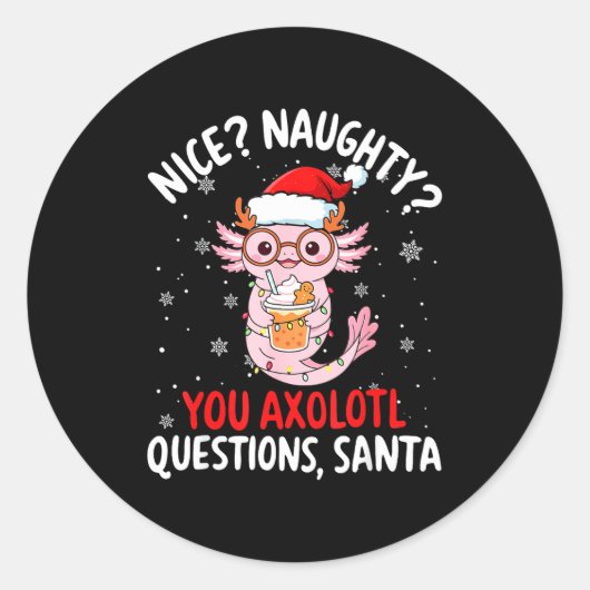 Axolotl Santa Hat Axolotl Questions Christmas Boys Runder Aufkleber (Vorderseite)