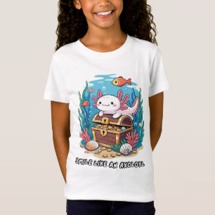 Axolotl sitzt stolz auf einer Schatztruhe T-Shirt