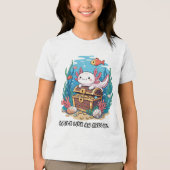 Axolotl sitzt stolz auf einer Schatztruhe Tri-Blend Shirt (Vorderseite)