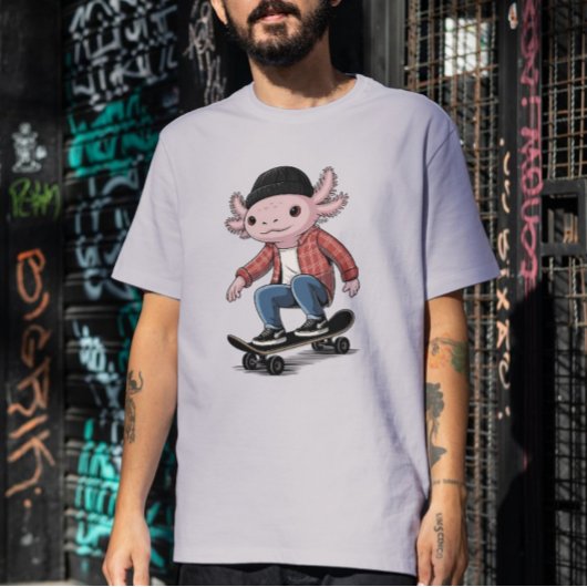 Axolotl Skateboarder Ripper Skater Salamander Lieb T-Shirt