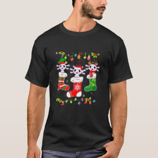 Axolotl Socks Christmas Light Funny Family Pajamas T-Shirt
