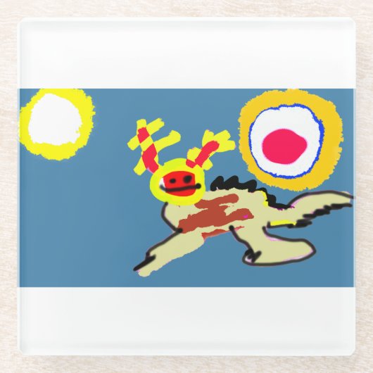 Axolotl-Sommer Glasuntersetzer (Vorderseite)