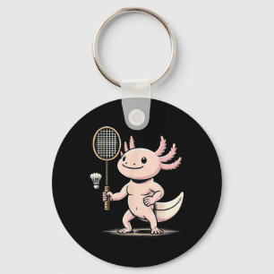 Axolotl spielt Badminton Spieler Shuttle Sport Schlüsselanhänger