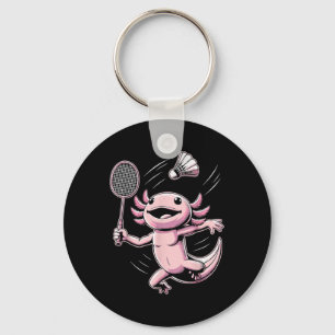 Axolotl spielt Badminton Spieler Shuttle Sport Schlüsselanhänger