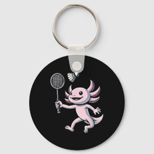 Axolotl spielt Badminton Spieler Shuttle Sport Schlüsselanhänger