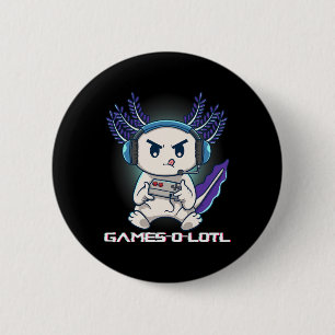 Axolotl spielt Konsolen-Videospiele Gamesolotl Gam Button