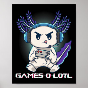 Axolotl spielt Konsolen-Videospiele Gamesolotl Gam Poster