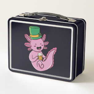 Axolotl St. Patricks Day - Irischer Bierliebhaber Metall Brotdose