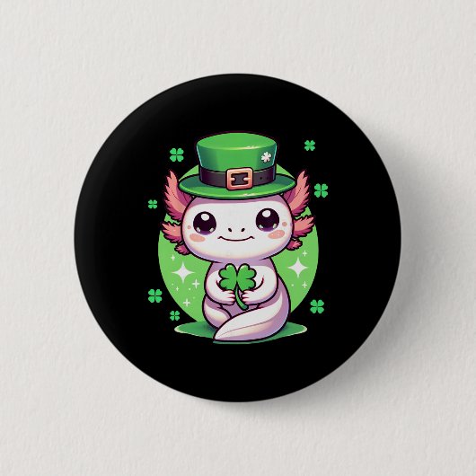 Axolotl St. Patrick's Day Jungen Mädchen Axolotl S Button (Vorderseite)