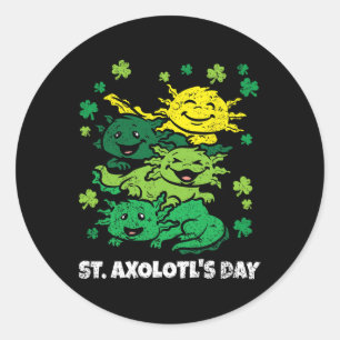 Axolotl St Patricks Day Süße Tier Kleeblatt Clove Runder Aufkleber