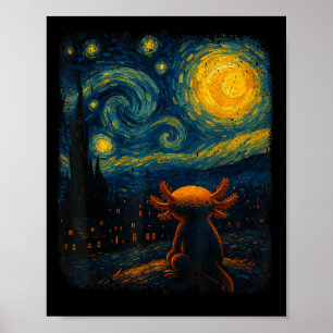 Axolotl Starry Night Van Gogh Kunstgeschenke für M Poster