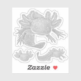Axolotl Stickers - GRAY - 3 Pack Aufkleber