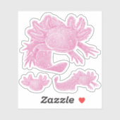 Axolotl Stickers - PINK - 3 Pack Aufkleber (Blatt)