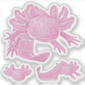 Axolotl Stickers - PINK - 3 Pack Aufkleber (Vorderseite)