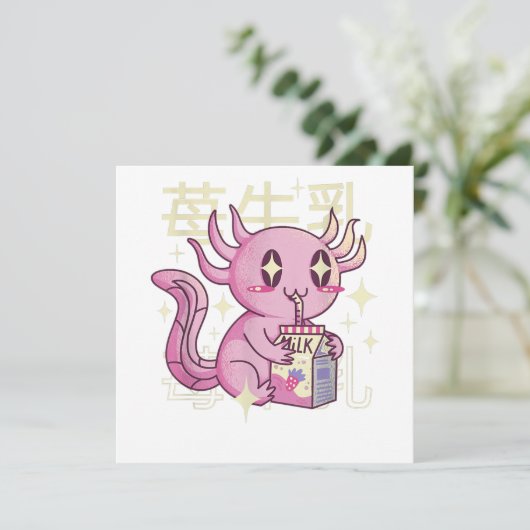 Axolotl Strawberry Milk Japan Style Japanisch Kawa (Stehend Vorderseite)