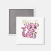 Axolotl Strawberry Milk Japan Style Japanisch Kawa Magnet (Vorderseite/Rückseite)