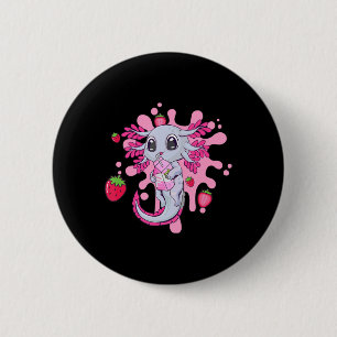 Axolotl Strawberry Milk Niedlich Kawaii Anime Gift Button