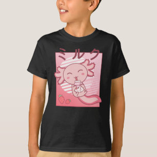 Axolotl Strawberry Milk Retro Kawaii Japan Axolotl T-Shirt