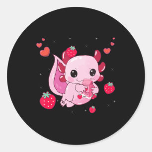 Axolotl Strawberry Milk Shake Kawaii Japanischer A Runder Aufkleber