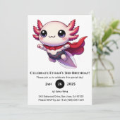 Axolotl-Superheld in Rüstung Geburtstag Einladung (Stehend Vorderseite)