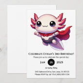 Axolotl-Superheld in Rüstung Geburtstag Einladung (Vorne/Hinten)
