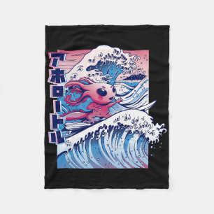 Axolotl-Surfing-Große-Welle-Japanische-Kunst-Mashu Fleecedecke