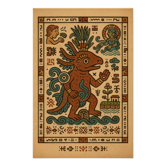 Axolotl Teotl - Gott der Gewässer Poster (Vorderseite)