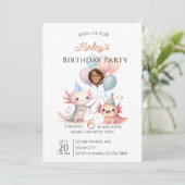 Axolotl-themed Birthday Invitation Einladung (Stehend Vorderseite)