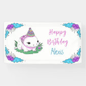 Axolotl themed Girl's Birthday Party Personalisier Banner (Horizontal)