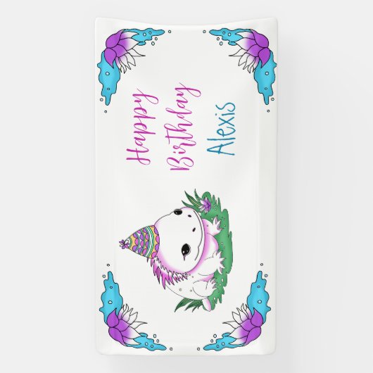 Axolotl themed Girl's Birthday Party Personalisier Banner (Vertikal)