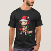 Axolotl Tragen einer Weihnachtsmannmütze mit einem T-Shirt (Vorderseite)
