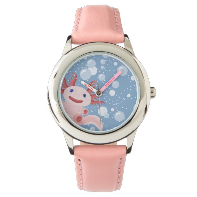 Axolotl und Bubbles Bold Vector Design Armbanduhr (Vorderseite)