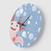 Axolotl und Bubbles Bold Vector Design Große Wanduhr (Winkel)