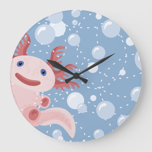 Axolotl und Bubbles Bold Vector Design Große Wanduhr (Vorderseite)