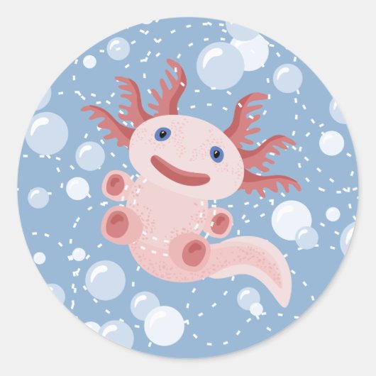 Axolotl und Bubbles Bold Vector Design Runder Aufkleber (Vorderseite)