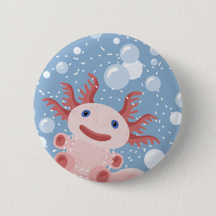 Axolotl und der Blasen-mutige vektorentwurf Button