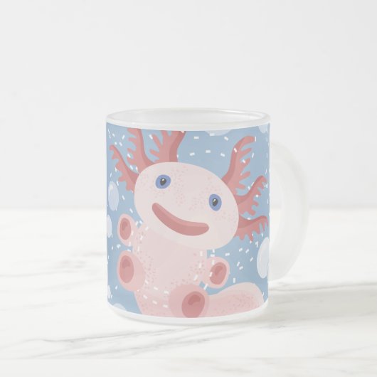 Axolotl und der Blasen-mutige vektorentwurf Mattglastasse (VorderseiteRechts)