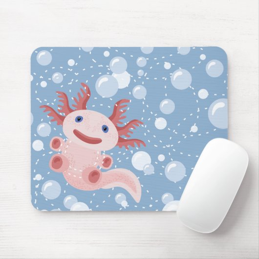 Axolotl und der Blasen-mutige vektorentwurf Mousepad (Mit Mouse)
