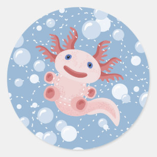Axolotl und der Blasen-mutige vektorentwurf Runder Aufkleber