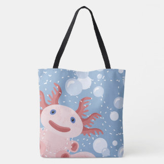 Axolotl und der Blasen-mutige vektorentwurf Tasche