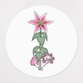 Axolotl und Stargazer lily Etiketten (Design 1)