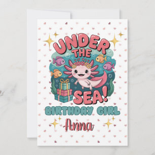 Axolotl Under Sea Birthday Girl Niedlicher Ozean Einladung