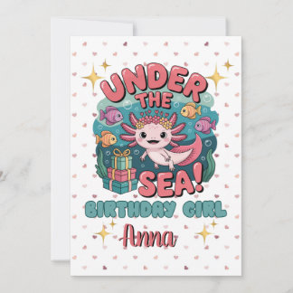 Axolotl Under Sea Birthday Girl Niedlicher Ozean Einladung