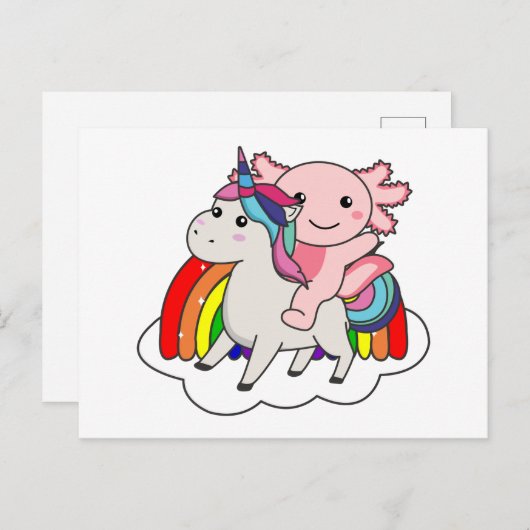 Axolotl Unicorn Rainbow Animals Unicorn Postkarte (Vorne/Hinten)